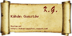 Káhán Gusztáv névjegykártya
